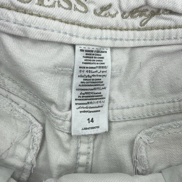 Guess Y2K White Jean Shorts Raw Hem size 14 (Junior size) - Picture 6 of 12
